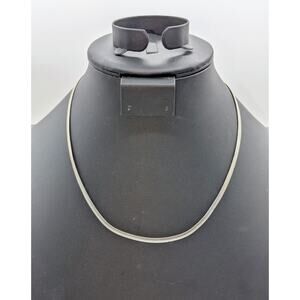 925 Sterling Silver 1/8" Fluid Herringbone 18" Chain Necklace 10.06g